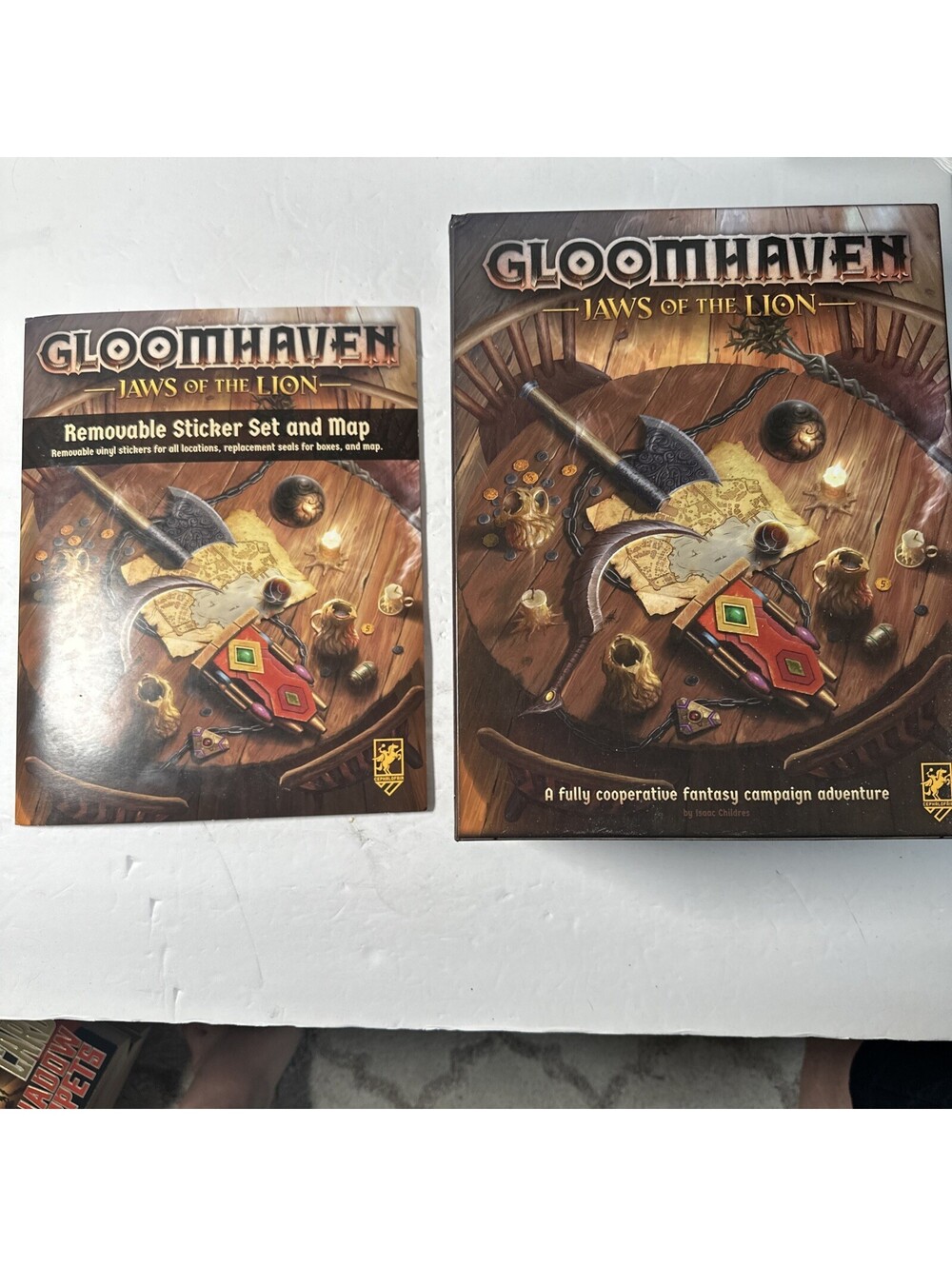 Gloomhaven Jaws of the Lion Board Game Never Played + Removable Sticker Set Map